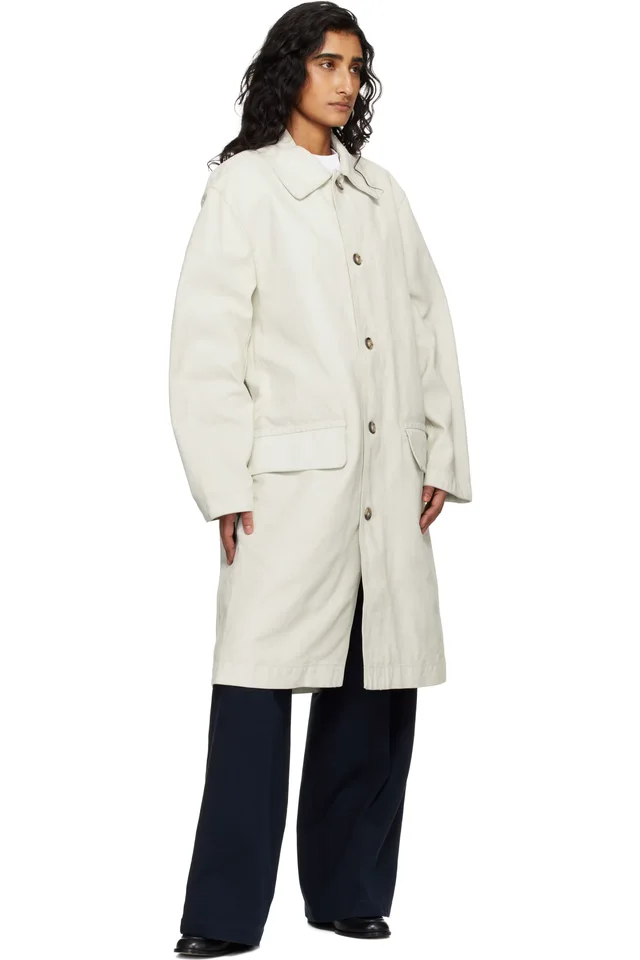 A.P.C. Off-White Coated Canvas Coat, photo 4 of 4 from SSENSE
