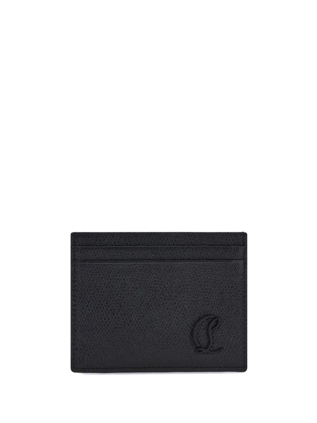 Christian Louboutin Logo-Embossed Calfskin Card Case — Black Calf Leather Bos Taurus Cases in Black Calfskin from HEWI
