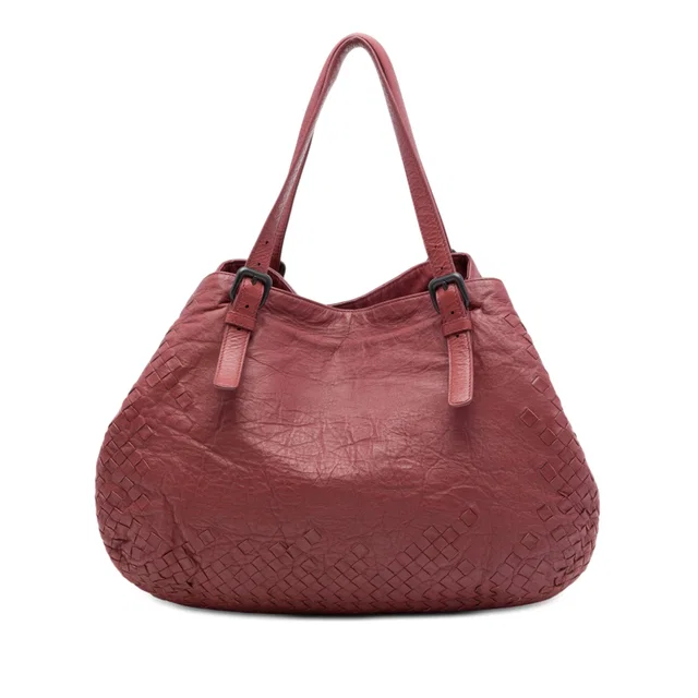 Red Bottega Veneta Large Intrecciato Trimmed Nappa Cesta Tote in Red Nappa leather from Designer Revival