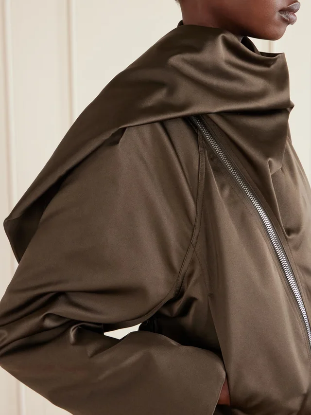 RICK OWENS Cropped Scarf Flight satin-shell jacket - gray - One Size in Grey 100% Polyester, photo 4 of 4 from NET-A-PORTER (Canada)
