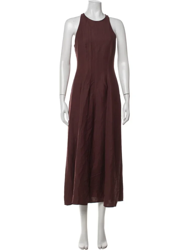 Brunello Cucinelli Crew Neck Long Dress in brown|red from The RealReal