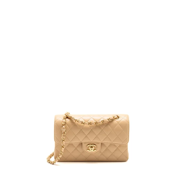 Chanel Small Classic Double Flap Bag Caviar Beige GHW (Microchip) in Beige Caviar leather from EMIER