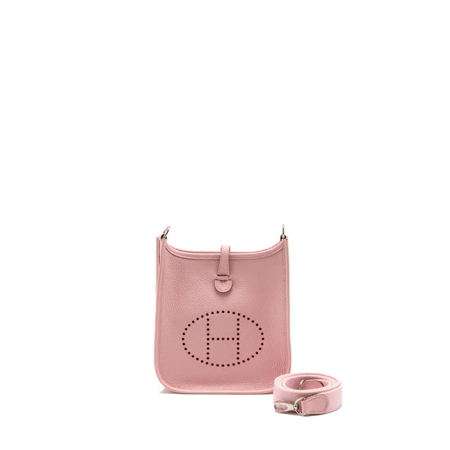Hermès Mini Evelyne Clemence Rose sakura SHW Stamp K in Pink Clemence leather from EMIER