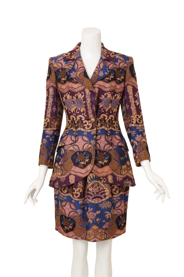 Christian Lacroix Floral Baroque Jacket & Skirt Set II in Woven leather from Recess LA