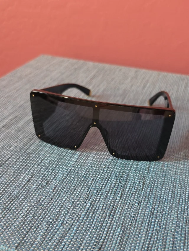 Stella McCartney Black Shield Sunglasses With Gold Accents in black|gray from Poshmark