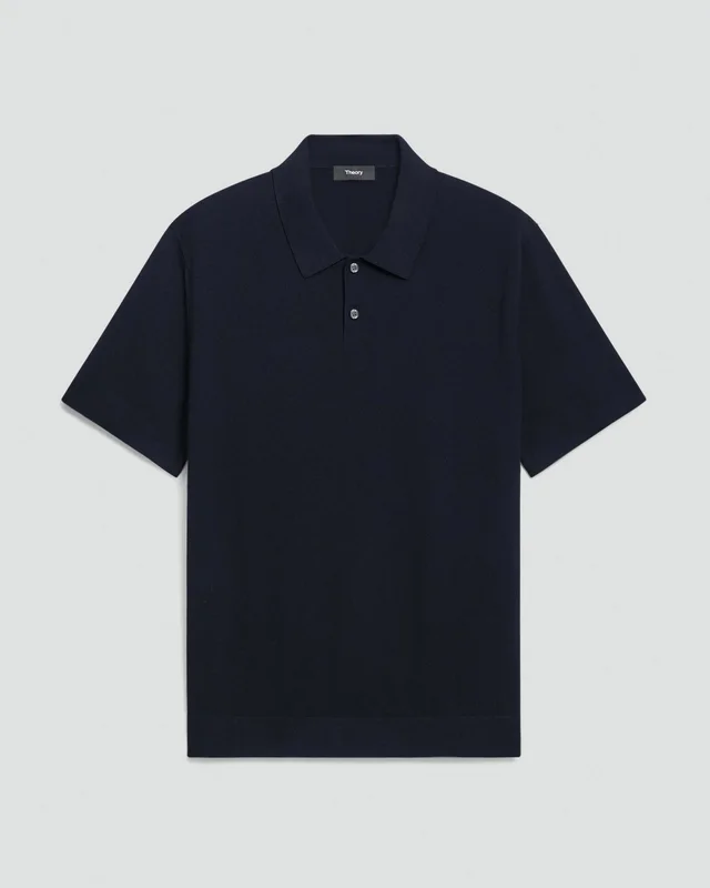 Theory Soris Polo Shirt in Light Bilen in DARK ECLIPSE 62% Viscose, 38% Polyester; Exclusive Of Elastic, photo 6 of 12 from Theory