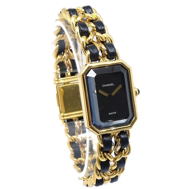 Chanel Premiere Watch Gold #XL in Gold Leather from AMORE Vintage Tokyo