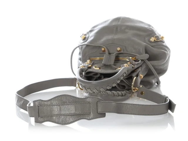 Balenciaga Gray Giant 12 Gold Pompon in Grey Leather from Ann's Fabulous Finds, photo 7 of 9