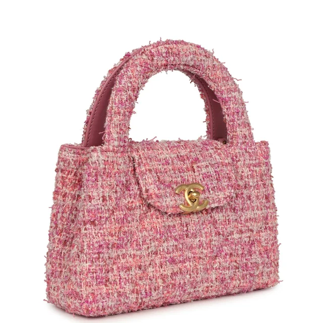Chanel Small Kelly Shopper Pink Tweed Brushed Gold Hardware in Pink Tweed from Madison Avenue Couture, photo 2 of 2