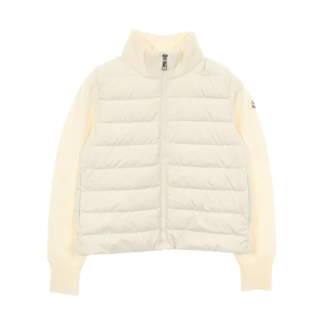 Moncler Down Jacket Knit Contrast Kids Ivory Wool in White Wool from The Reluxe