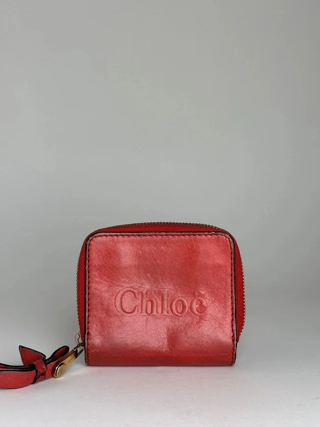 Chloé Vintage Leather Wallet / Card Holder Red in red Leather from Grailed