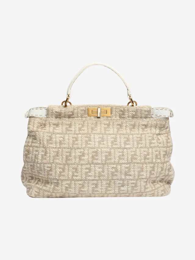 Fendi Neutral Peekaboo tweed shoulder bag in Tweed from Sign of the Times