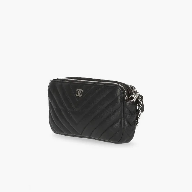 Chanel Chevron Double Zip Wallet On Chain in Caviar leather from A Retro Tale, photo 3 of 10