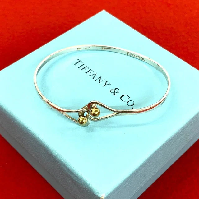 Tiffany & Co. Vintage Hook Eye Heart Bangle Silver Bracelet in Silver from The Reluxe