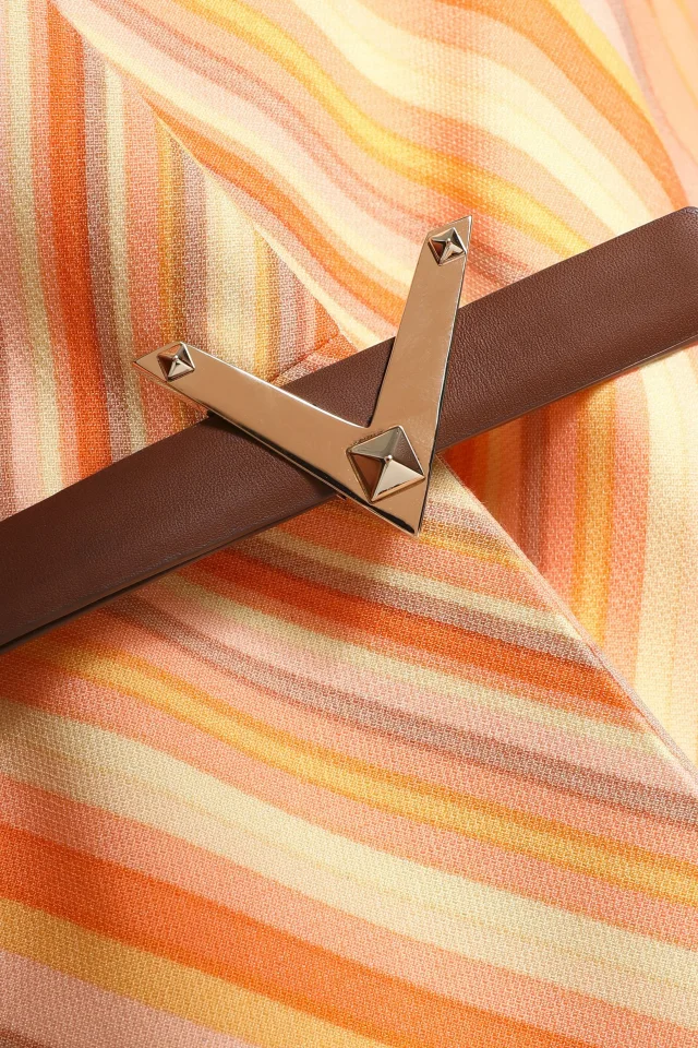 Valentino Garavani Belted Printed Wool and Silk-Blend Mini Dress in Pastel orange, photo 4 of 4 from THE OUTNET
