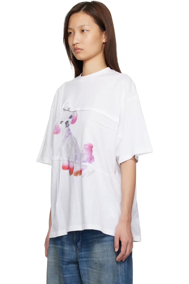 Acne Studios White Printed T-shirt, photo 4 of 5 from SSENSE