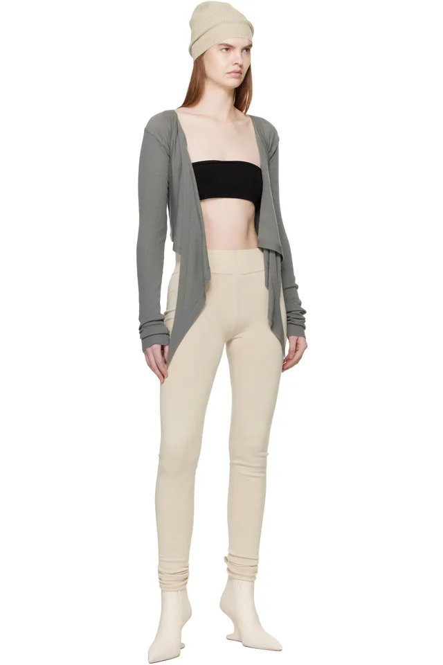 Rick Owens Khaki Temple Crop Wrap Top, photo 4 of 4 from SSENSE