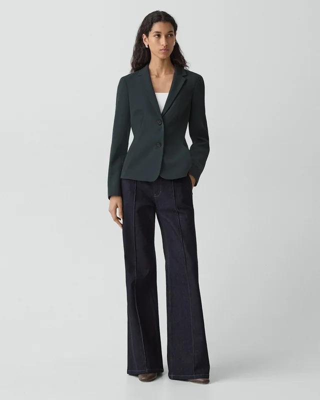 Theory Fitted Blazer in Admiral Crepe in RICH GREEN, photo 14 of 16 from Theory