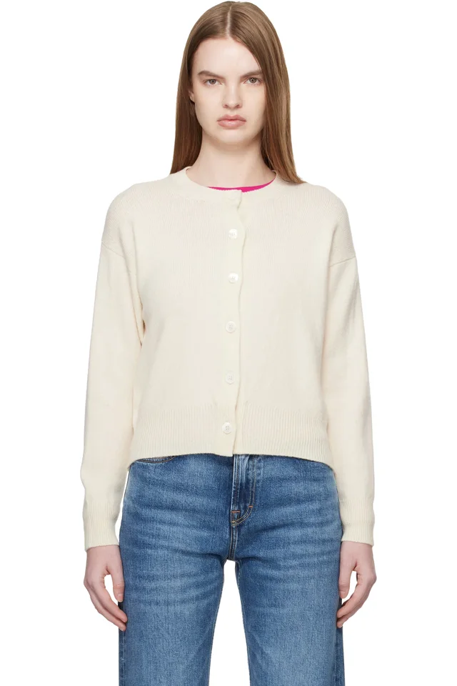 &Daughter Off White Ada Crewneck Cardigan, image 1 of 1 from SSENSE