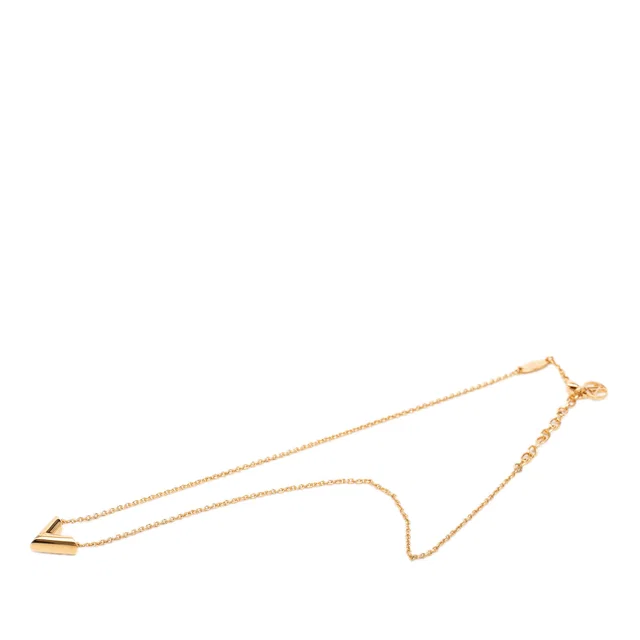 Gold Louis Vuitton Gold Plated Essential V Pendant Necklace in Gold from Designer Revival