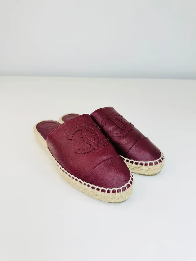 Chanel Leather Espadrille Mules - Size 36 in Leather from Edit Second Hand