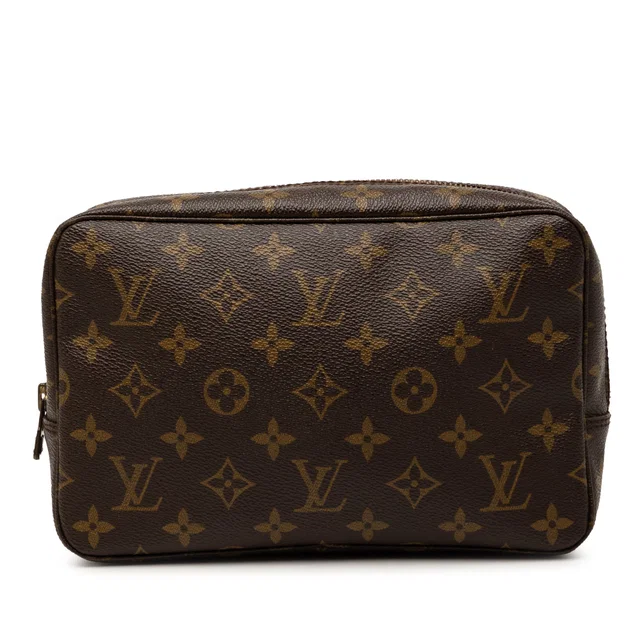 Brown Louis Vuitton Monogram Trousse Toilette 23 Clutch Bag in Brown Coated canvas from Designer Revival