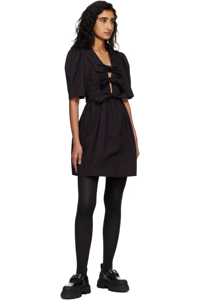 GANNI Black Cotton Minidress, photo 4 of 4 from SSENSE