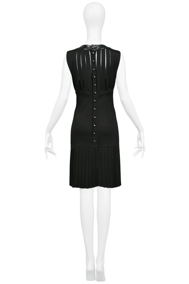 Chanel Black Knit & Wet Look Cage Dress in Black from Resurrection Vintage, photo 2 of 5