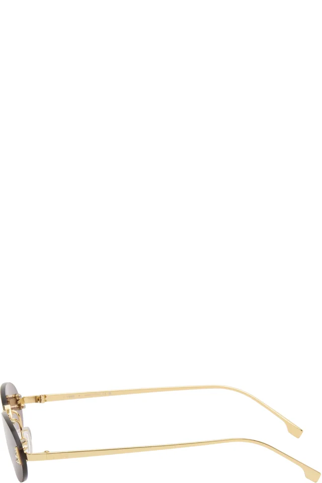Gold 'Fendi First' Crystal Sunglasses, photo 3 of 4 from SSENSE