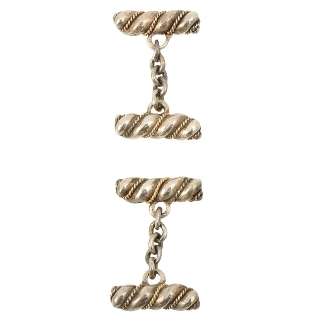 Tiffany & Co. 14K925 Twisted Cuffs Silver/Gold in Gold from VINTAGE QOO TOKYO