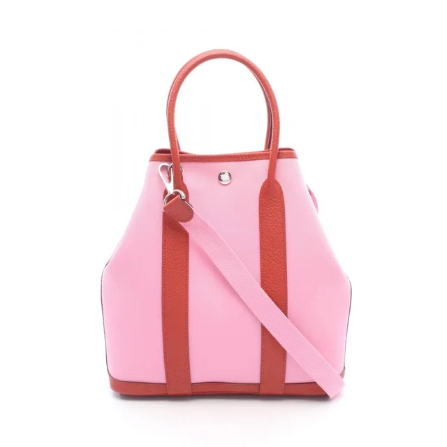 Hermès Tote Bag Garden File PM 2-Way Pink Rouge Ducese Canvas PM in Red Canvas from The Reluxe