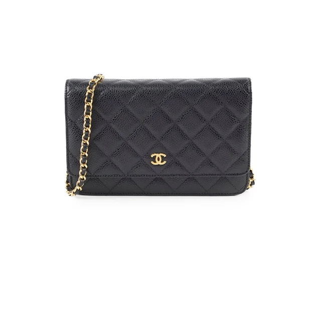 Chanel Caviar Wallet on Chain WOC Black in Black Caviar leather from The Purse Affair
