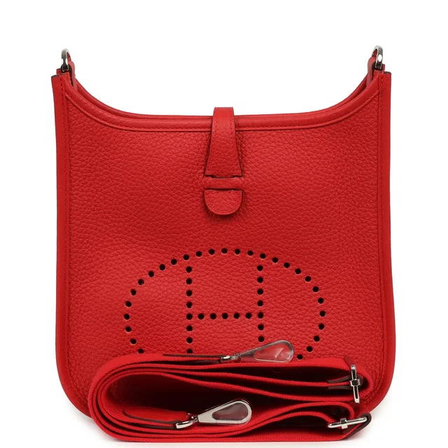 Hermès Evelyne 23 Rouge Radieux Clemence Palladium Hardware in Red Clemence leather from Madison Avenue Couture