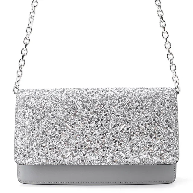 Maison Margiela Glitter Chain Wallet Silver/Gray Leather in Grey Leather from GALLERY RARE