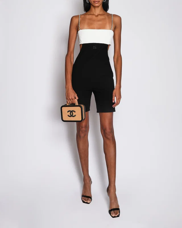 Chanel 22/S Black and White Sleeveless Jumpsuit with CC Logo and Chain Strap Detail Size FR 40… in Black from Sellier