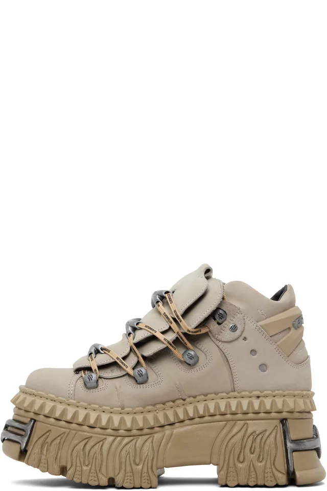 VETEMENTS Taupe New Rock Edition Fire Platform Sneakers, photo 3 of 5 from SSENSE