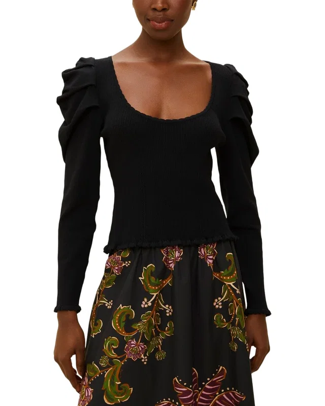 FARM Rio Black Knit Blouse, image 1 of 1 from Gilt