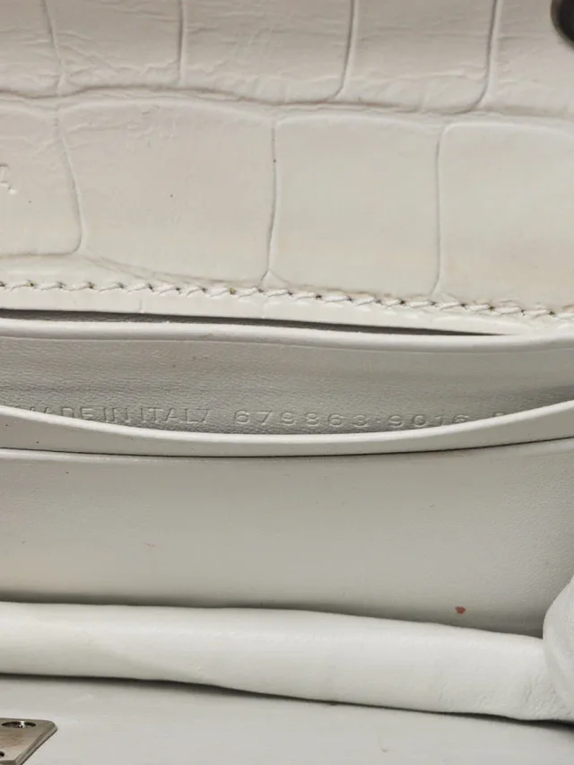 Balenciaga White Croc Embossed Calfskin Leather Gossip XS Chain Crossbody Bag in White Calfskin from Yoogis, photo 10 of 10