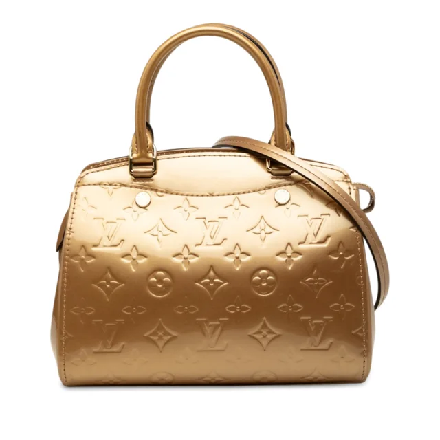 Gold Louis Vuitton Monogram Vernis Brea PM Satchel in Gold Leather from Designer Revival