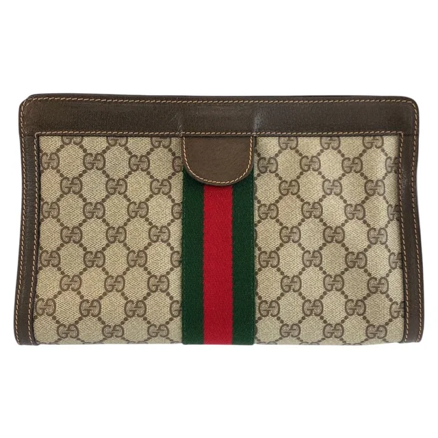 Gucci Vintage Sherry Line Beige GG Supreme Canvas Clutch Bag in Beige Canvas from The Reluxe
