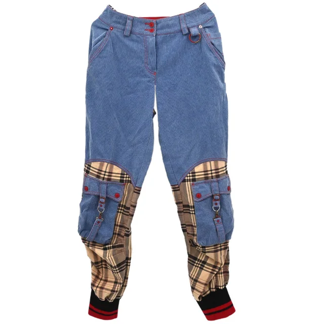 Dior 2004AW Check Denim Pants Beige Blue #38 in Beige Denim from AMORE Vintage Tokyo