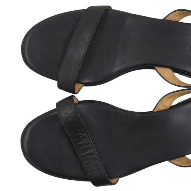 Hermès Leather Sandals #37 Black in Black Leather from VINTAGE QOO TOKYO, photo 2 of 2