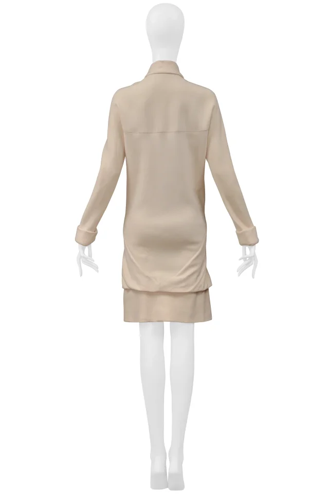 Balenciaga By Ghesquiere Off-white Mod Dress With Black Buttons 2006 in Black Silk from Resurrection Vintage, photo 8 of 8