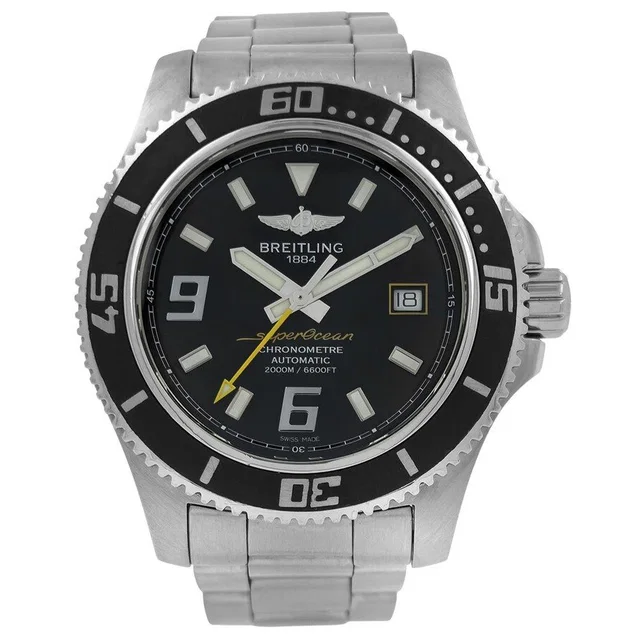 Breitling Superocean Automatic Chronometer Black Dial Mens Watch A17391 in gray|silver|black from Jomashop.com