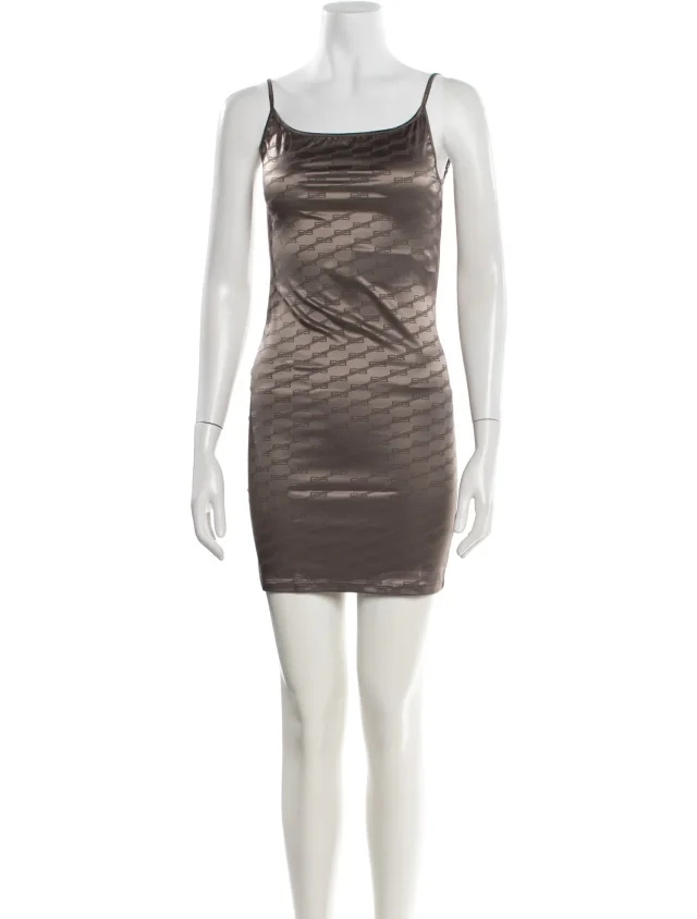 Balenciaga Graphic Print Mini Dress w/ Tags in brown|red from The RealReal