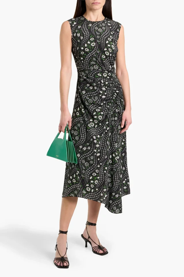 Veronica Beard Vivianna Draped Floral-Print Silk-Blend Midi Dress, photo 2 of 4 from THE OUTNET