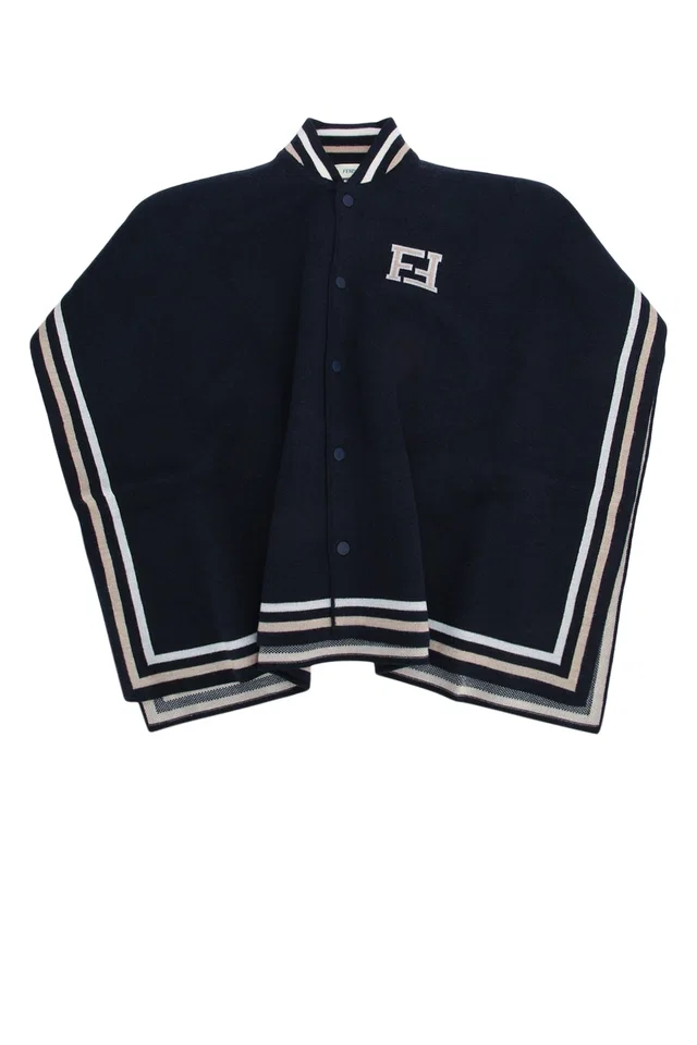 Fendi Wool-Blend Striped Scarf — Navy Scarfs in Navy Wool from HEWI