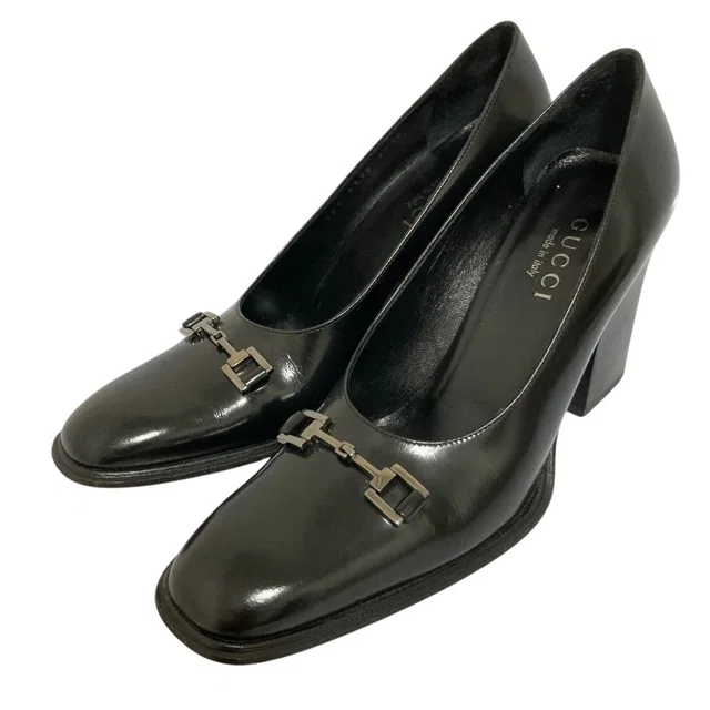 Gucci Tom Ford Era Horsebit Leather Pumps Black Heels in Black Leather from The Reluxe