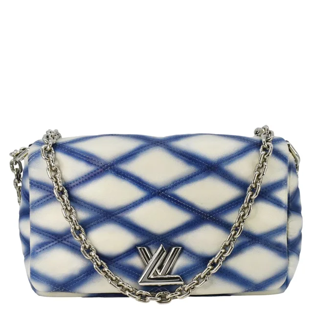 Louis Vuitton GO-14 PM Malletage Contraste Leather Shoulder Bag Blue in Blue Leather from Dallas Designer Handbags