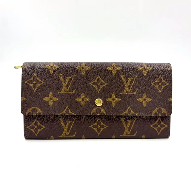 Louis Vuitton Portefeuille Credit Monogram Leather Brown Wallet Gold in Brown Leather from The Reluxe